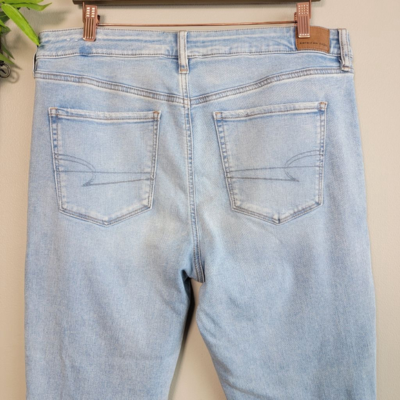 American Eagle Skinny Jeans Hi Rise Jeggings Light Blue Wash Stretch AE 16 Short - Picture 8 of 11